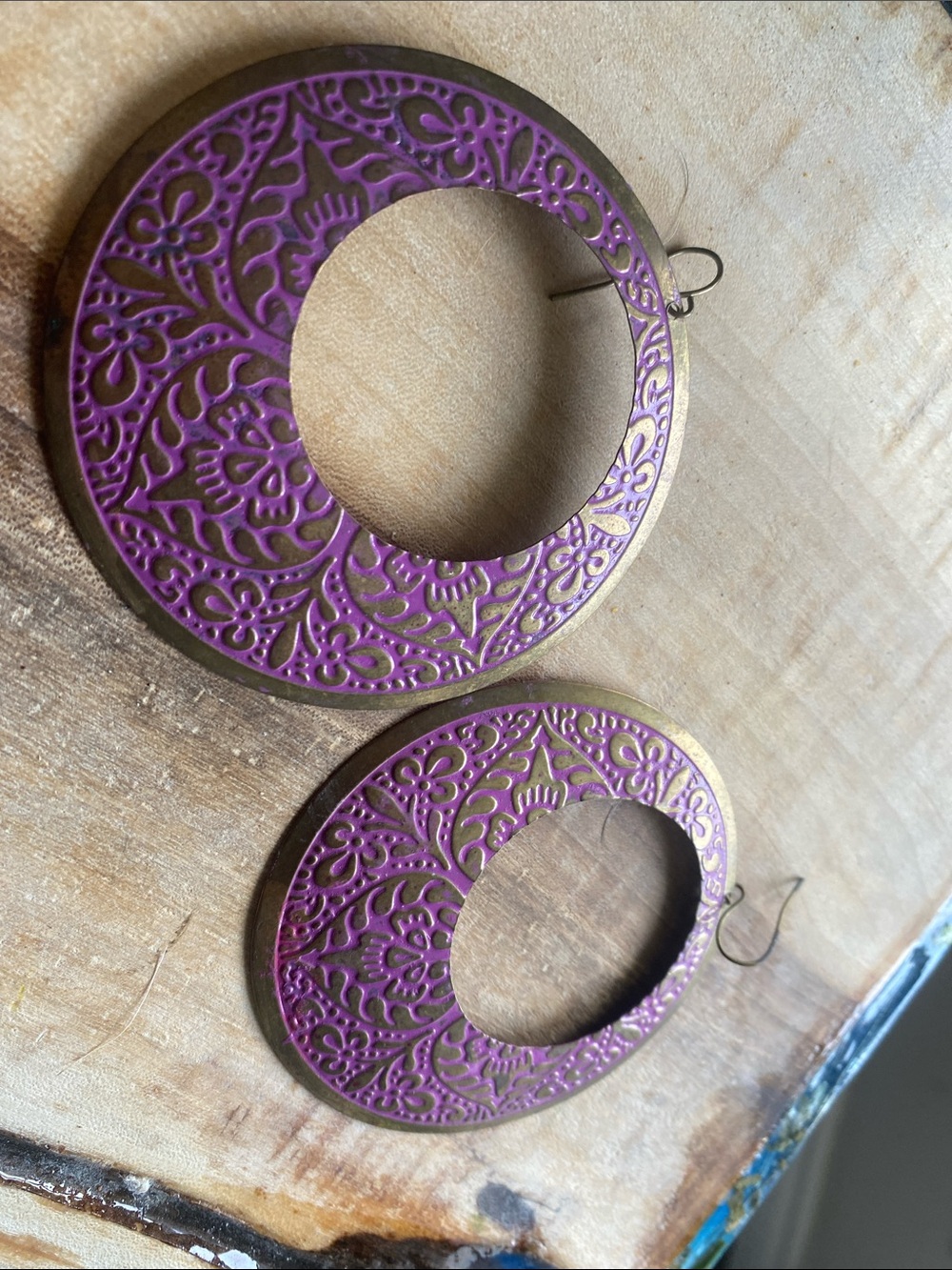 Pink and gold filigree Earings